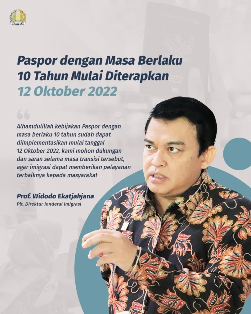 Siaran Pers : Paspor Masa Berlaku 10 Tahun Diimplementasikan Mulai 12 Oktober 2022